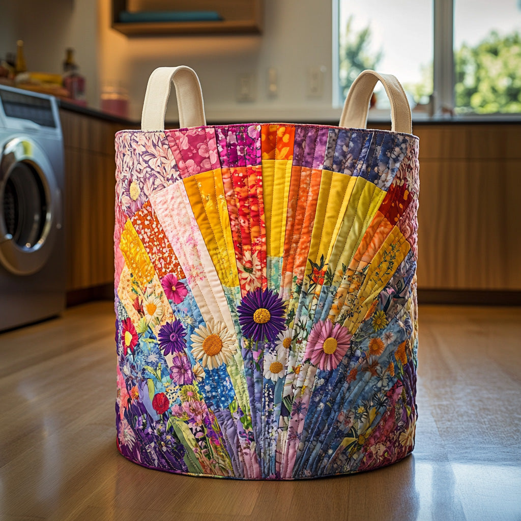 Floral Sunrise Quilted Laundry Basket NCU0LDH001