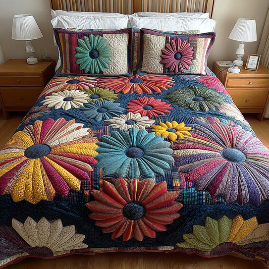 Floral Whirl 3-Piece Quilted Bedding Set NCU0NTD1204