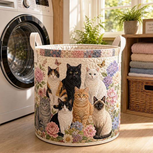 Floral Whiskers Quilted Laundry Basket NCU0NTD2077