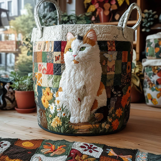 Floral Whiskers Quilted Laundry Basket NCU0PTT1937