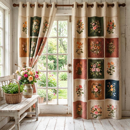 Floral Whisper Quilted Curtains NCU0DV1989