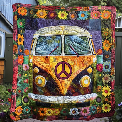 Flower Power Bus Quilted Blanket NCU0TH355