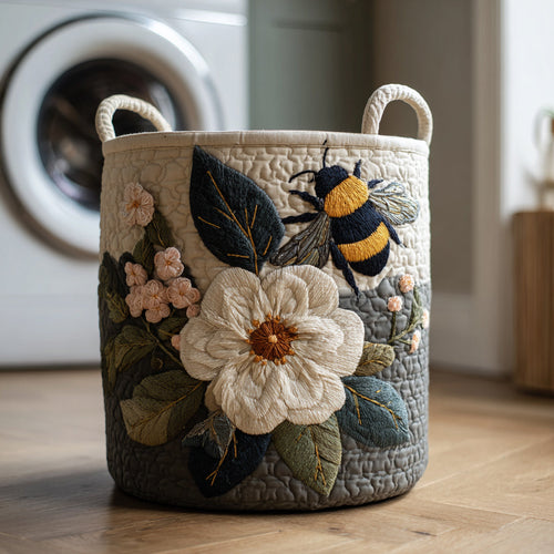 Flower Bee Quilted Laundry Basket NCU0HNH001