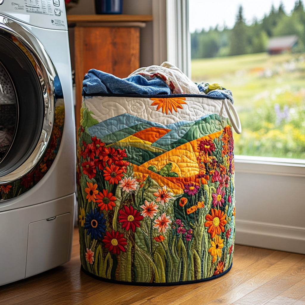 Flower Drift Quilted Laundry Basket NCU0DV740