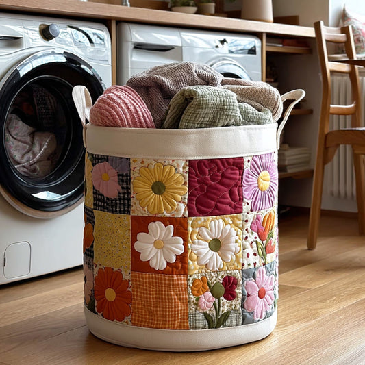 Flower Field Quilted Laundry Basket NCU0HNH242
