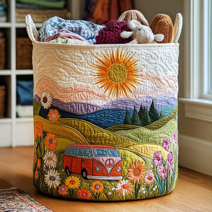 Flower Fields Quilted Laundry Basket NCU0NNT1821