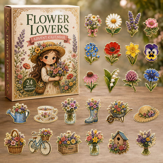 CHRISTMAS KICKOFF 40% OFF - Flower Lovers Advent Calendar 2026 - 24-Day Festive Countdown, Acrylic Charms Blind Box - Gift For Gardening Lovers AC0TM037