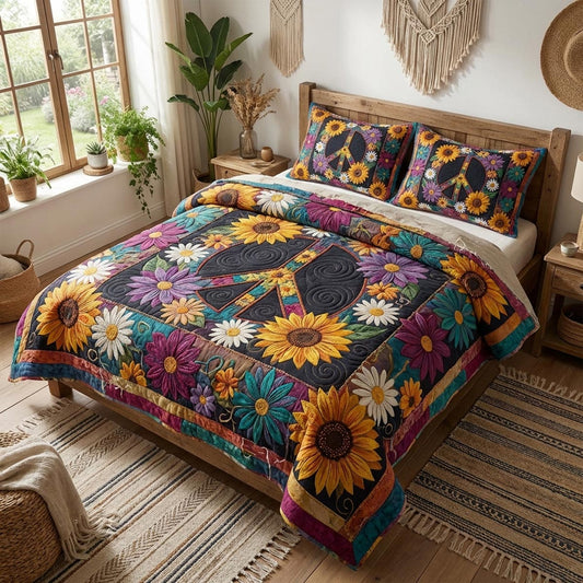 Flower Power 3-Piece Quilted Bedding Set NCU0DV2051