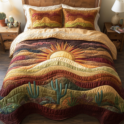 Flowered Oasis 3-Piece Quilted Bedding Set NCU0NVH213