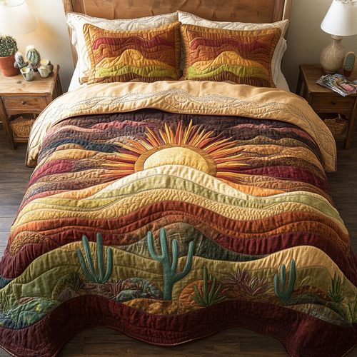 Flowered Oasis 3-Piece Quilted Bedding Set NCU0NVH213