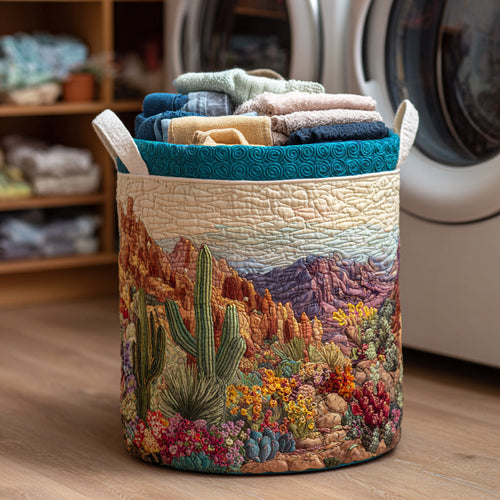 Flowering Cactus Quilted Laundry Basket NCU0HNH264