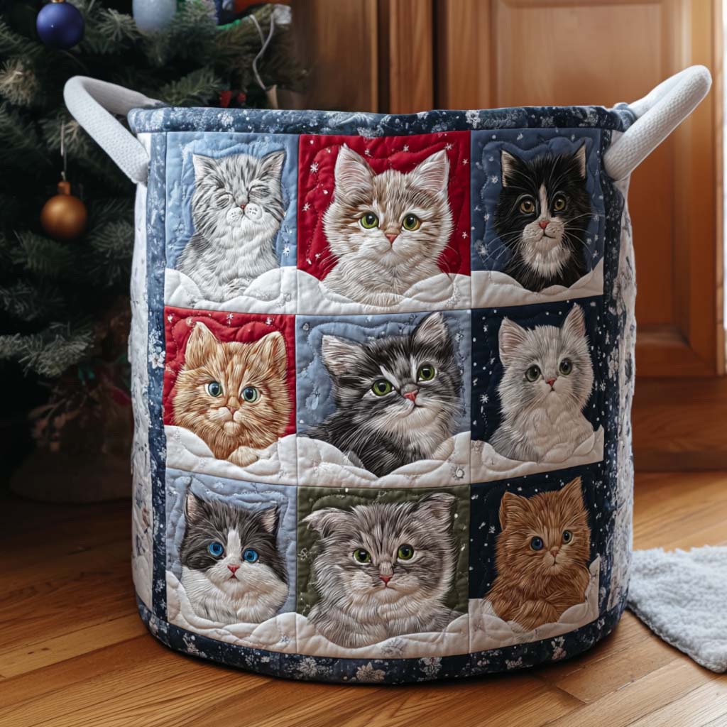 Fluffy Christmas Quilted Laundry Basket NCU0NNT2202