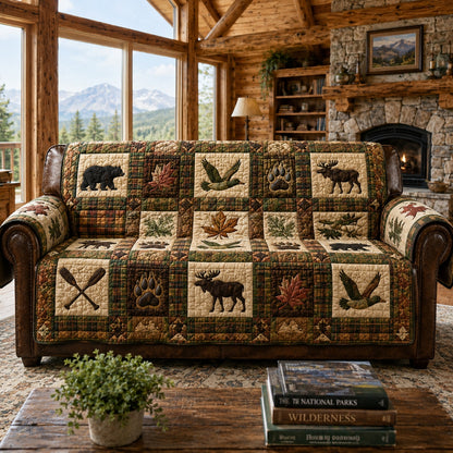 Flying Mallard Marsh Quilted Sofa Cover NCU0PVL1081