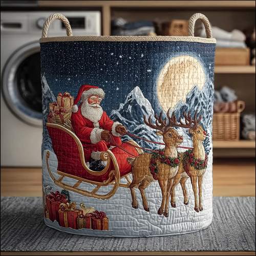 Flying Santa Claus Quilted Laundry Basket NCU0HNH141