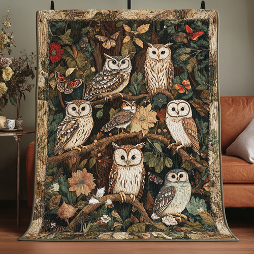 Folk Feathers Quilted Blanket NCU0NVH142