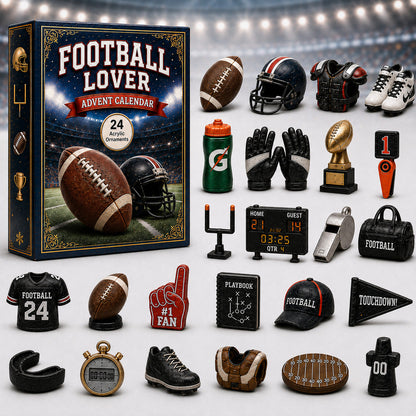 CHRISTMAS KICKOFF 40% OFF - Football Lover Advent Calendar 2026 - 24-Day Festive Countdown, Acrylic Charms Blind Box - Gift For Sports Lovers