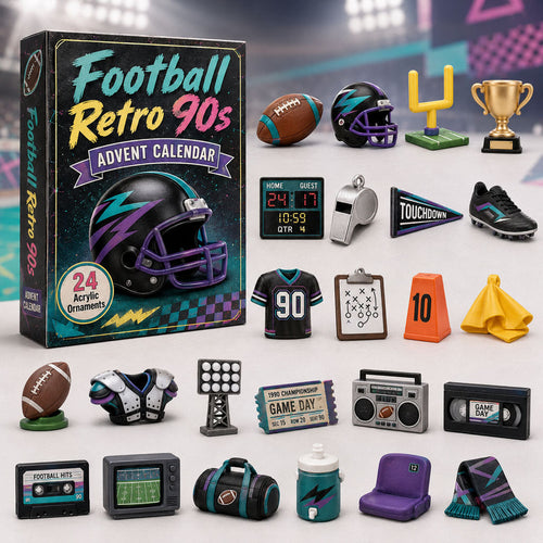 CHRISTMAS KICKOFF 40% OFF - Football Retro 90s Advent Calendar 2026 - 24-Day Festive Countdown, Acrylic Charms Blind Box - Gift For Football Lovers AC0HA054