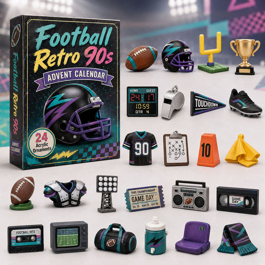 CHRISTMAS KICKOFF 40% OFF - Football Retro 90s Advent Calendar 2026 - 24-Day Festive Countdown, Acrylic Charms Blind Box - Gift For Football Lovers AC0HA054