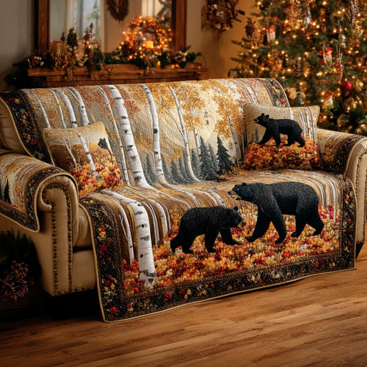 Forest Bear Quilted Sofa Cover NCU0HNH722