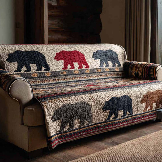 Forest Bear Quilted Sofa Cover NCU0NXD1484