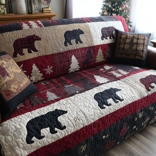 Forest Bear Quilted Sofa Cover NCU0PTT2160