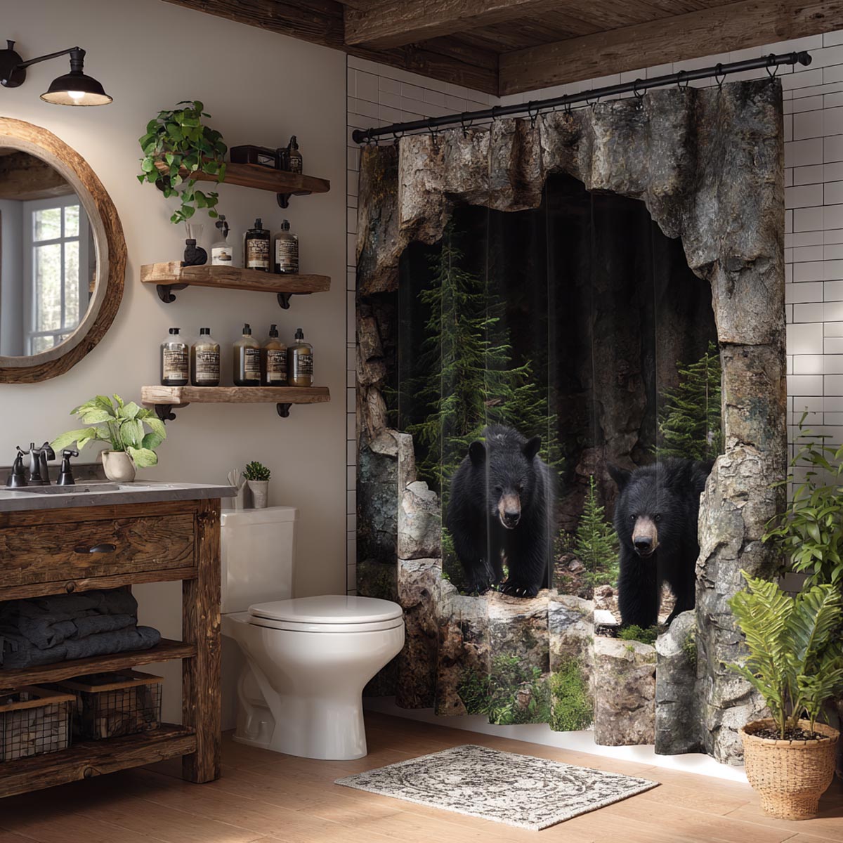 Forest Bear Shower Curtain NCU0DV1969