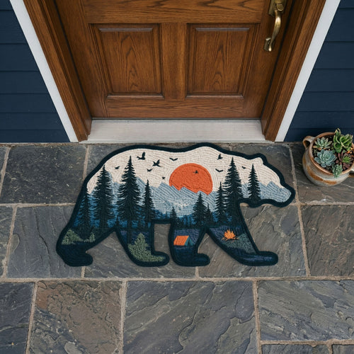 Forest Bear Silhouette Custom Shape Doormat NCU0NNT3079