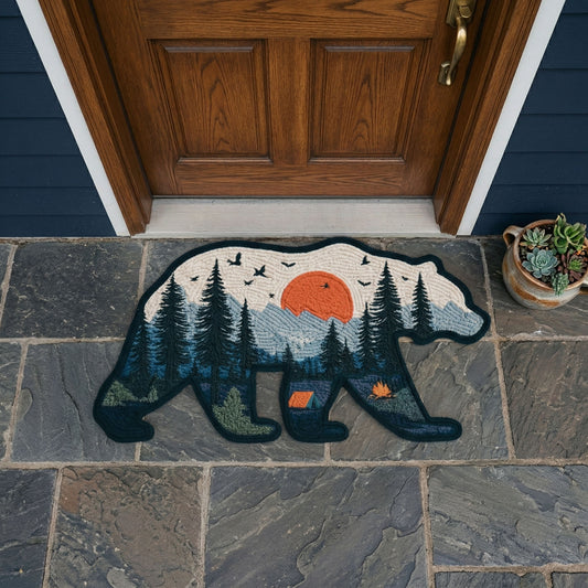 Forest Bear Silhouette Custom Shape Doormat NCU0NNT3079