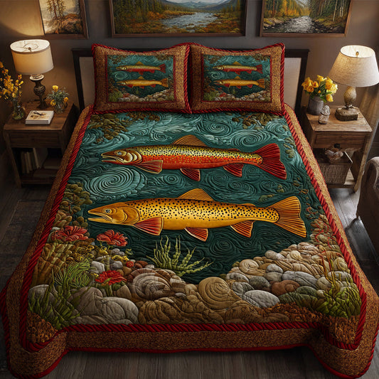 Forest Brook 3-Piece Quilted Bedding Set NCU0LDH695