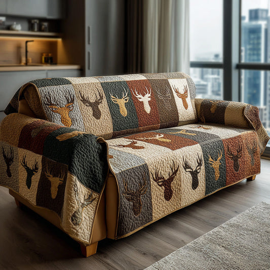Forest Cabin Antler Quilted Sofa Cover NCU0LDH066