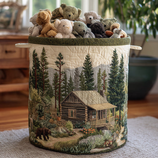 Forest Cabin Haven Quilted Laundry Basket NCU0DV797