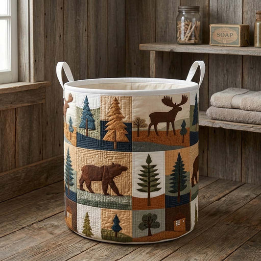 Forest Cabin Quilted Laundry Basket NCU0DQQ0790