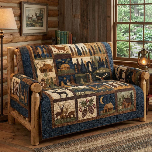 Forest Cabin Quilted Sofa Cover NCU0DQQ0738