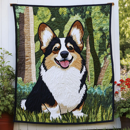 Forest Corgi Joy Quilted Blanket NCU0NNT677