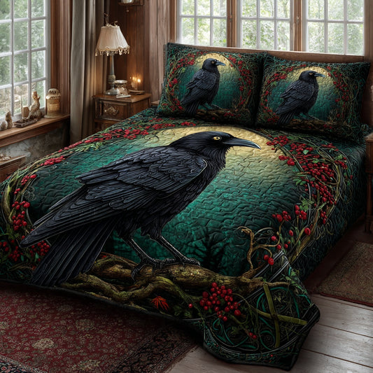 Forest Crow 3-Piece Quilted Bedding Set NCU0PVL925