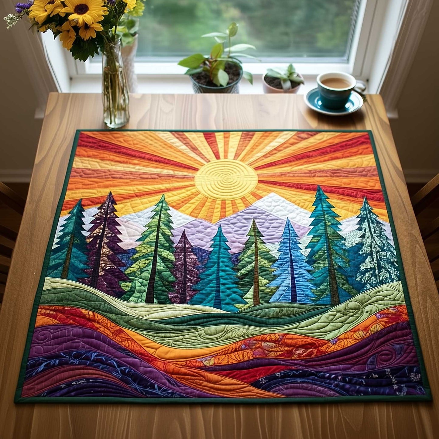 Forest Dawn Quilted Table Topper NCU0HTT186