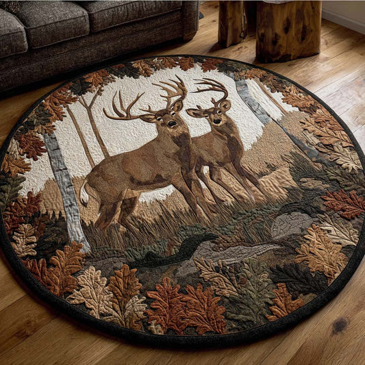 Forest Deer Quilted Round Mat NCU0NNT1895