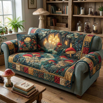 Forest Glow Mushrooms Quilted Sofa Cover NCU0DQQ0694