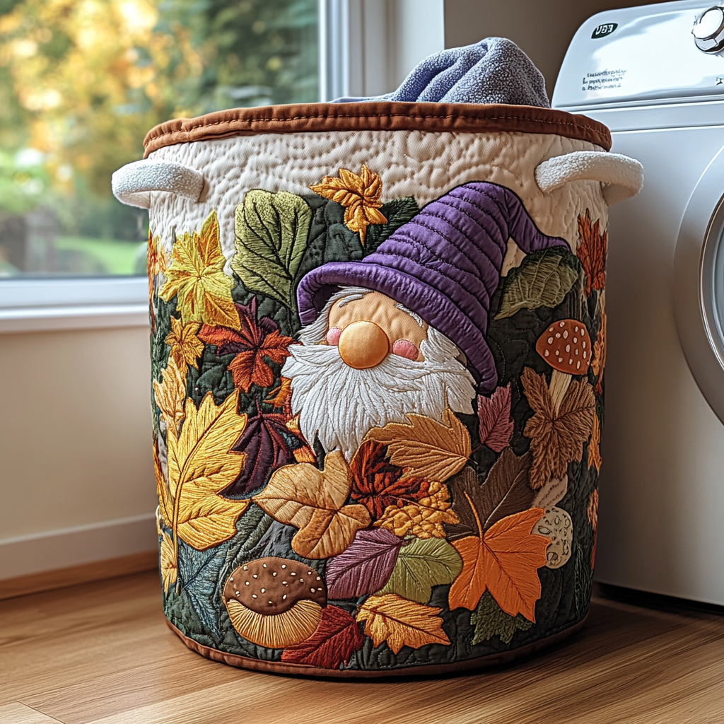 Forest Gnome Quilted Laundry Basket NCU0DDK886