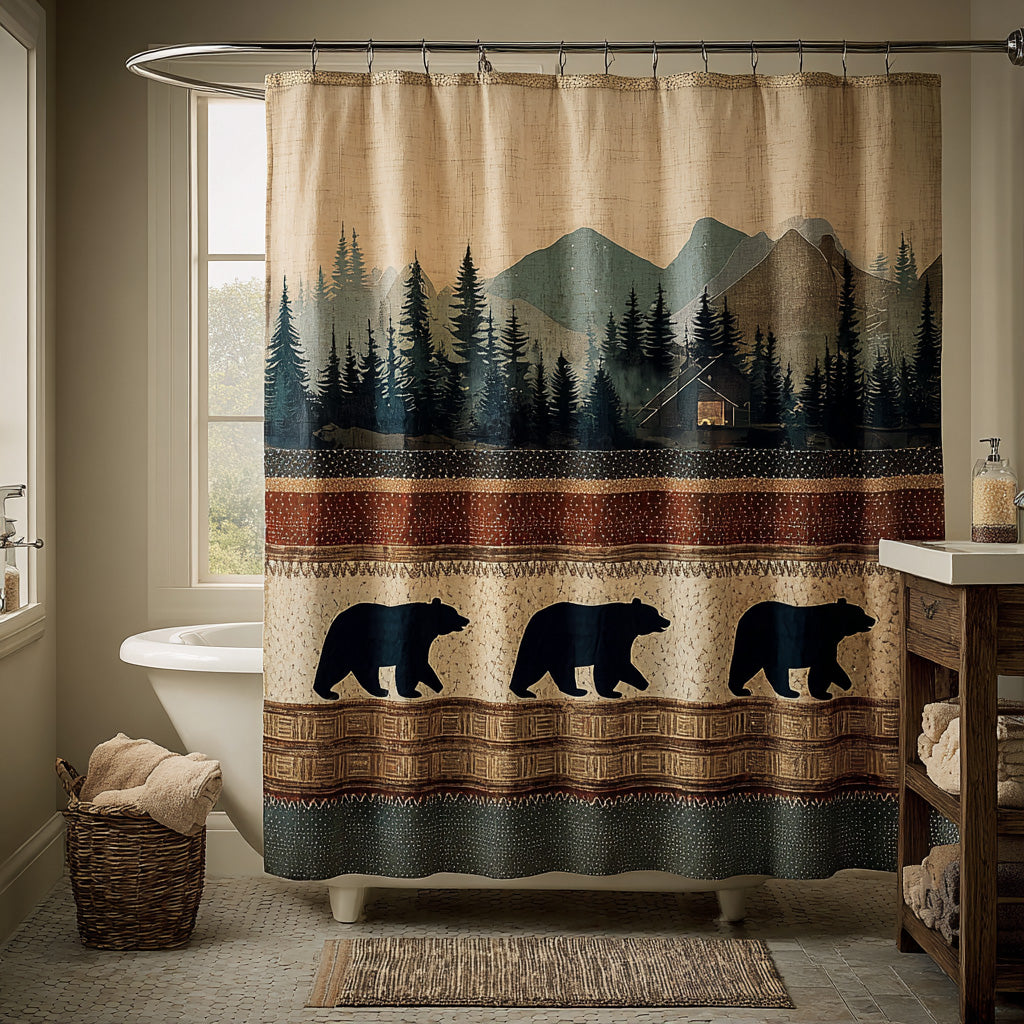 Forest Horizon Bears Shower Curtain NCU0LDH816