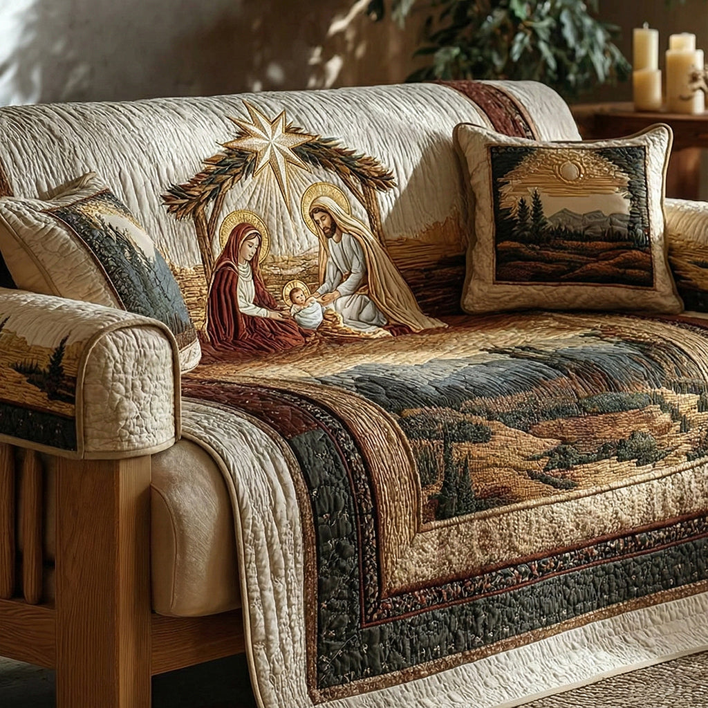 Forest Manger Nativity Quilted Sofa Cover NCU0LDH056