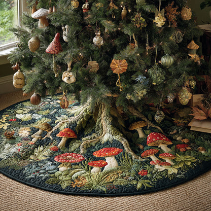 Mushroom Forest Christmas Quilted Tree Skirt NCU0QN072
