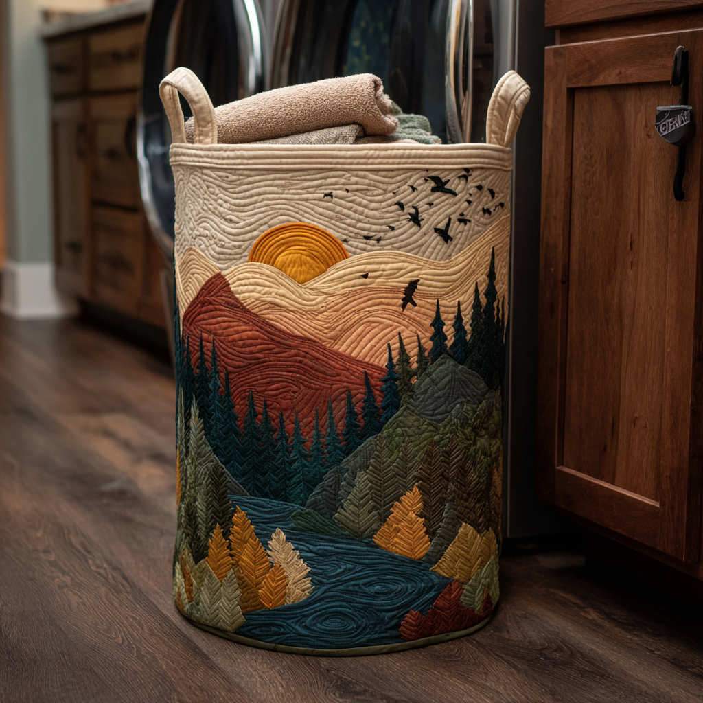 Forest Meadow Quilted Laundry Basket NCU0DDK1978