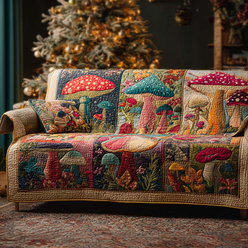 Forest Mushroom Patchwork Quilted Sofa Cover NCU0NXD1142