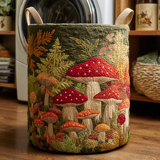 Forest Mushroom Quilted Laundry Basket NCU0HNH591