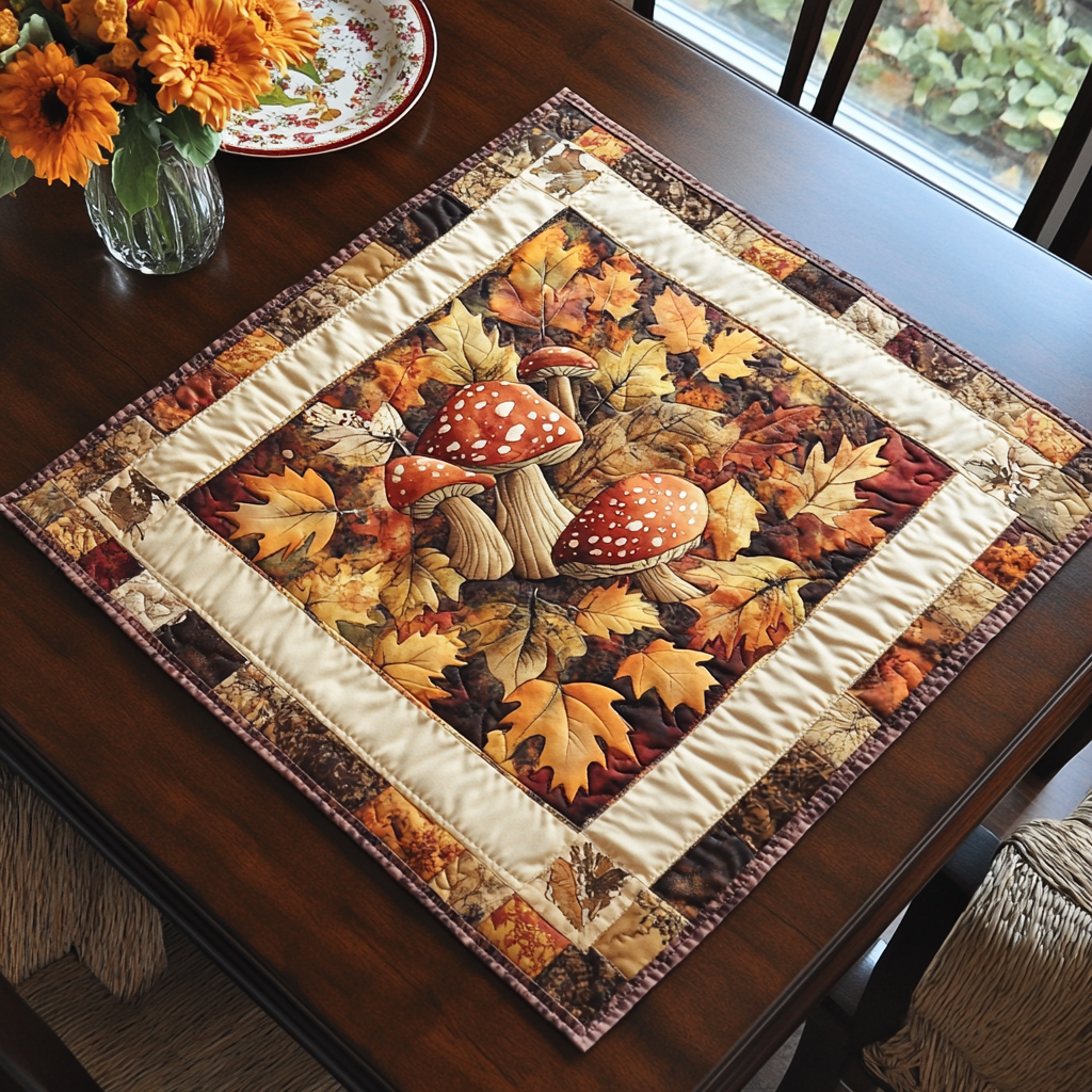 Forest Mushroom Quilted Table Topper NCU0DDK902