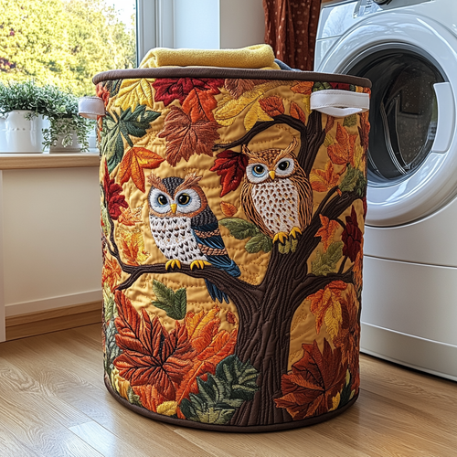 Forest Owl Quilted Laundry Basket NCU0DDK889