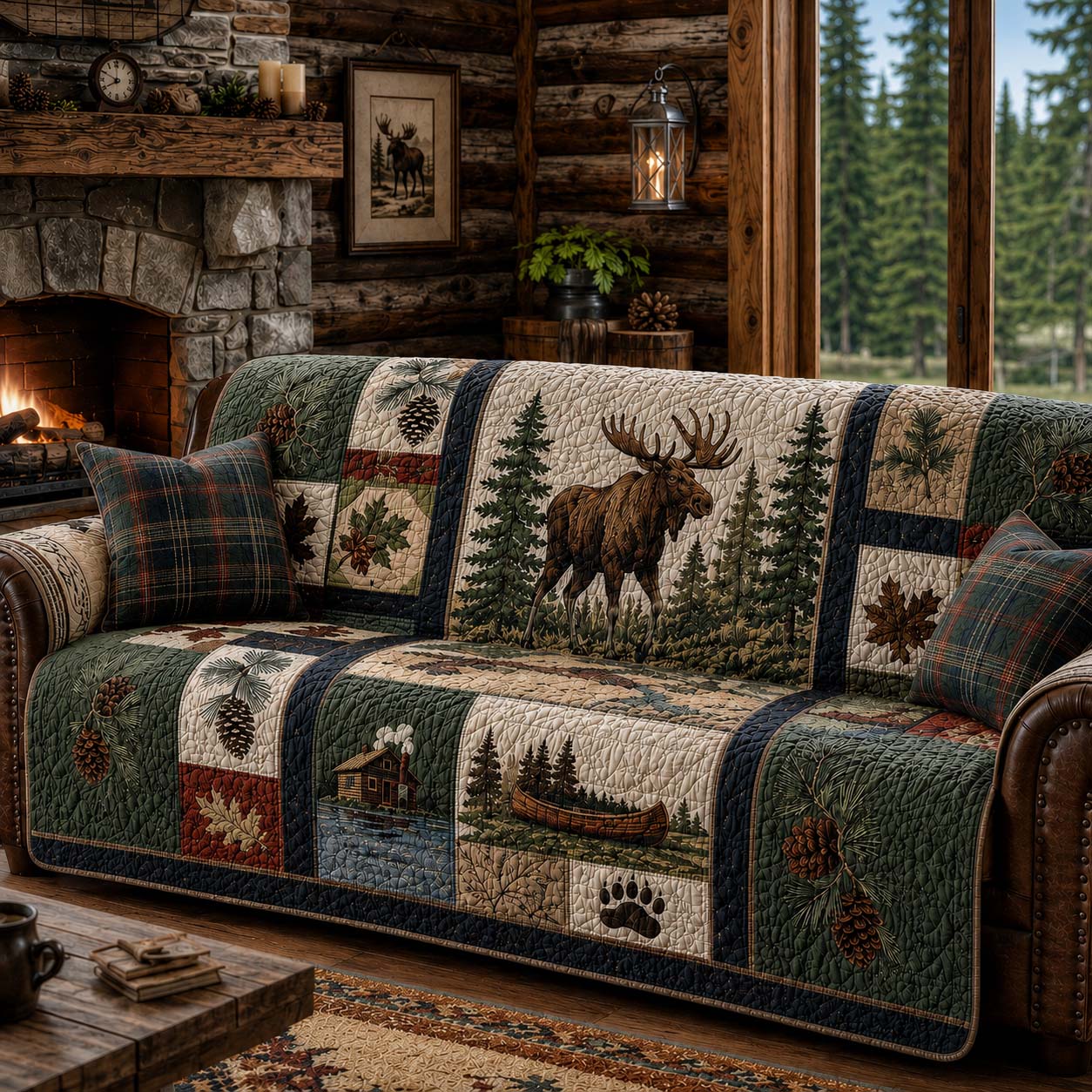 Forest Patch Quilted Sofa Cover NCU0DQQ0875