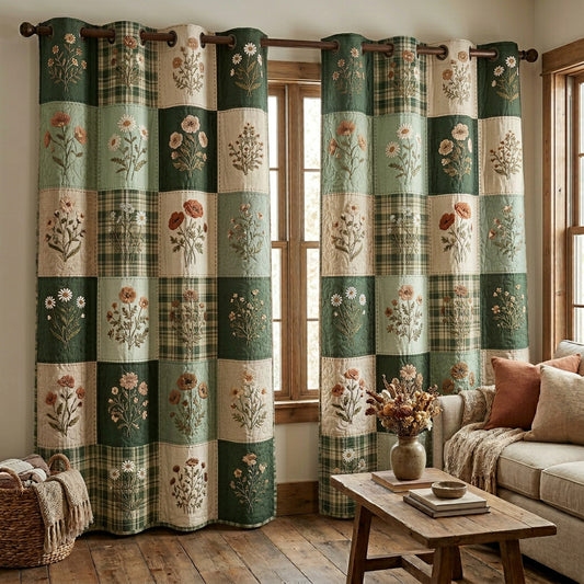 Forest Plaid Quilted Curtains NCU0NTV993