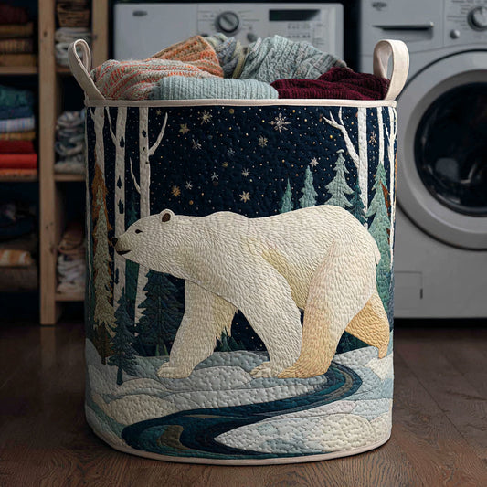 Forest Polar Bear Quilted Laundry Basket NCU0HNH512